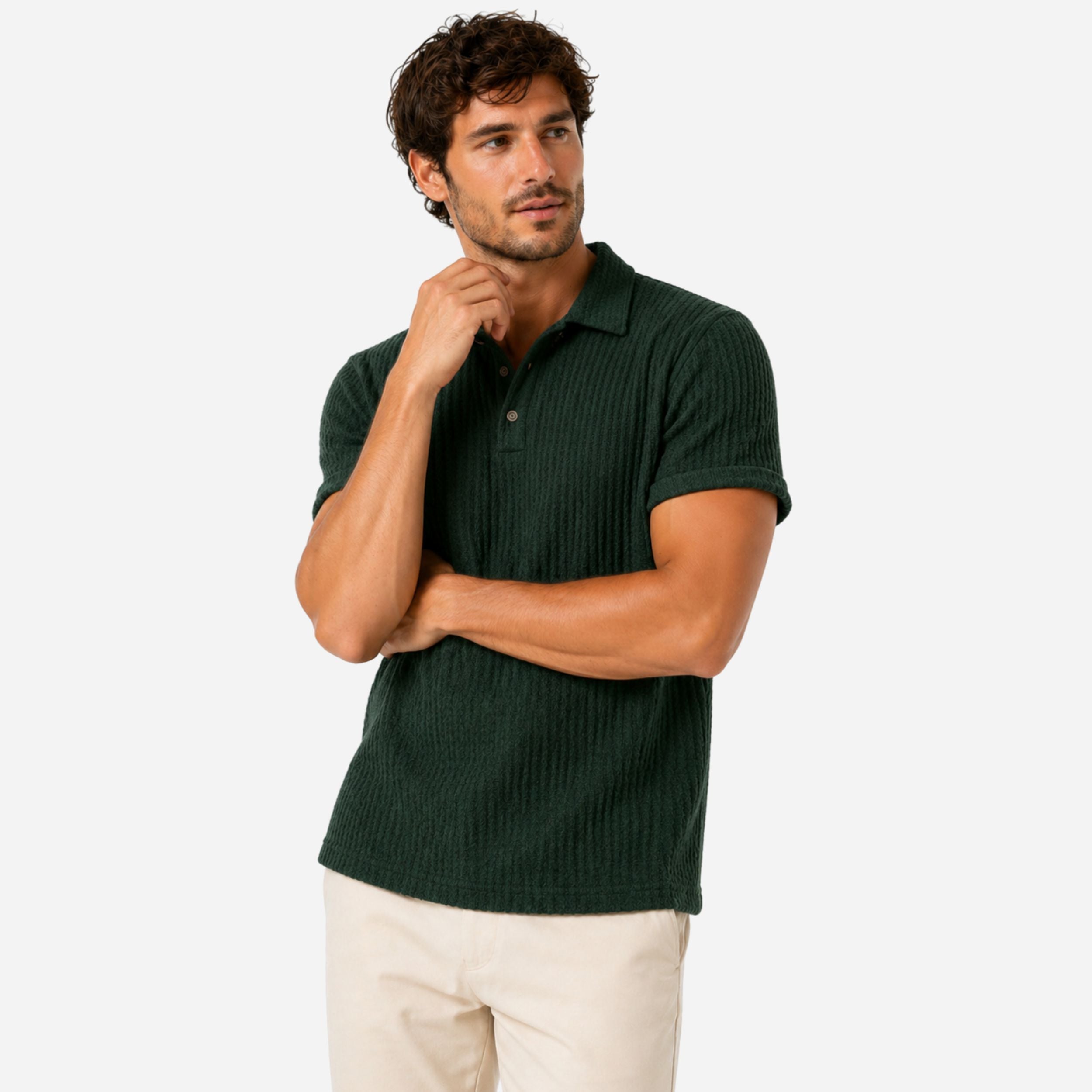 Men's Textured Polo Shirt - Classic Style for Everyday Wear