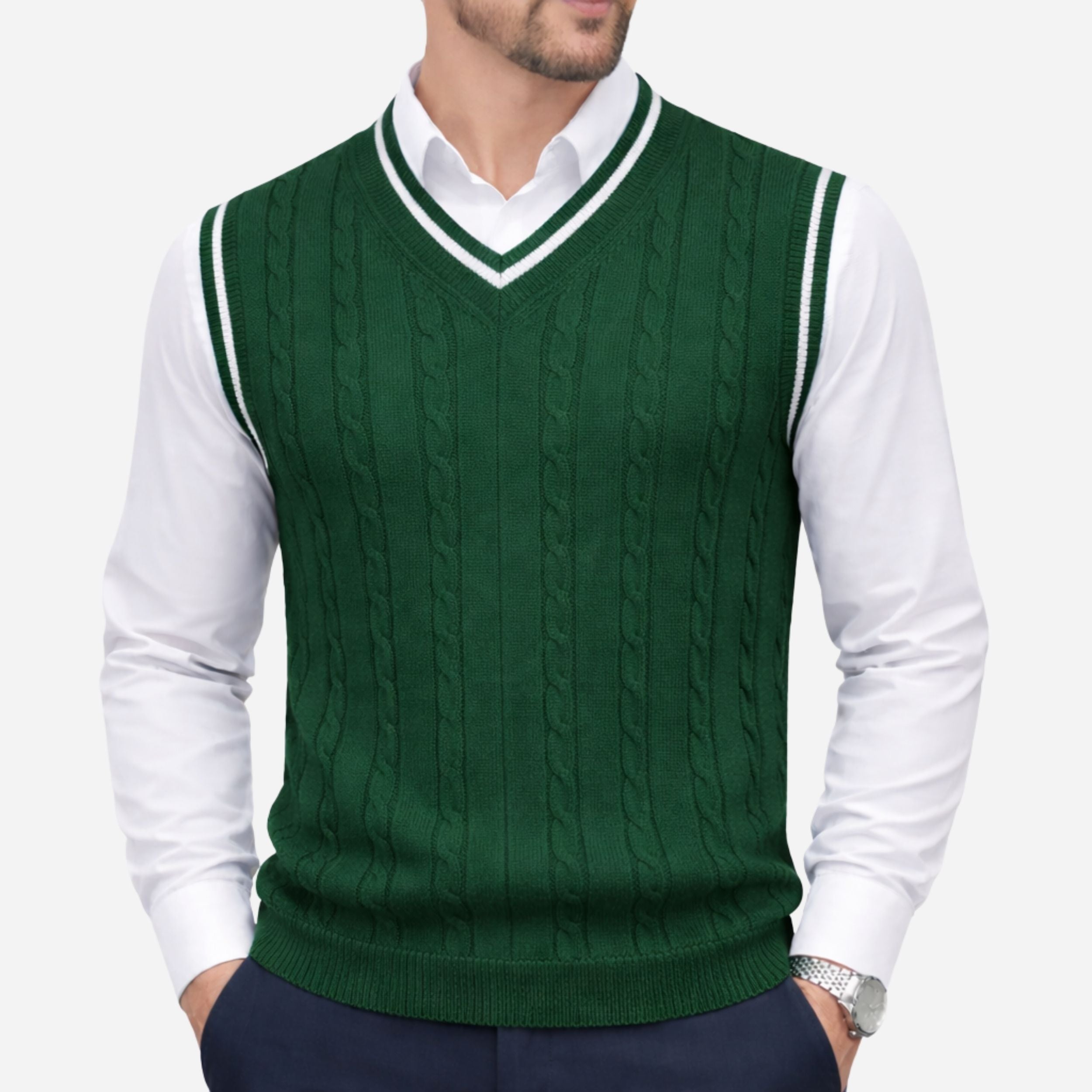 Men's Knitted V-Neck Vest - Heritage Layers - Casual Knitwear for Layering