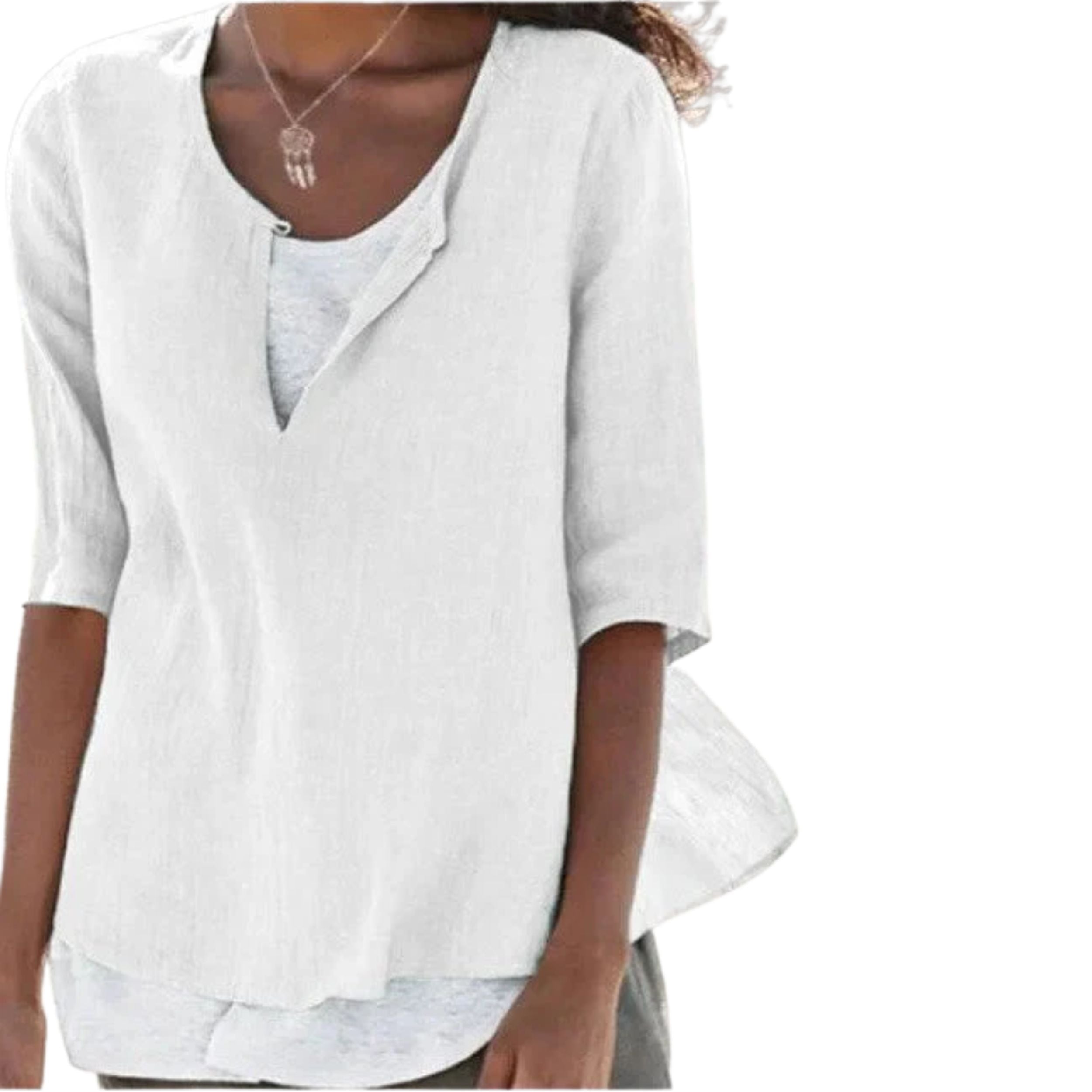 Women's Linen-Blend Layered Blouse - Airy Elegant Design for Casual Wear