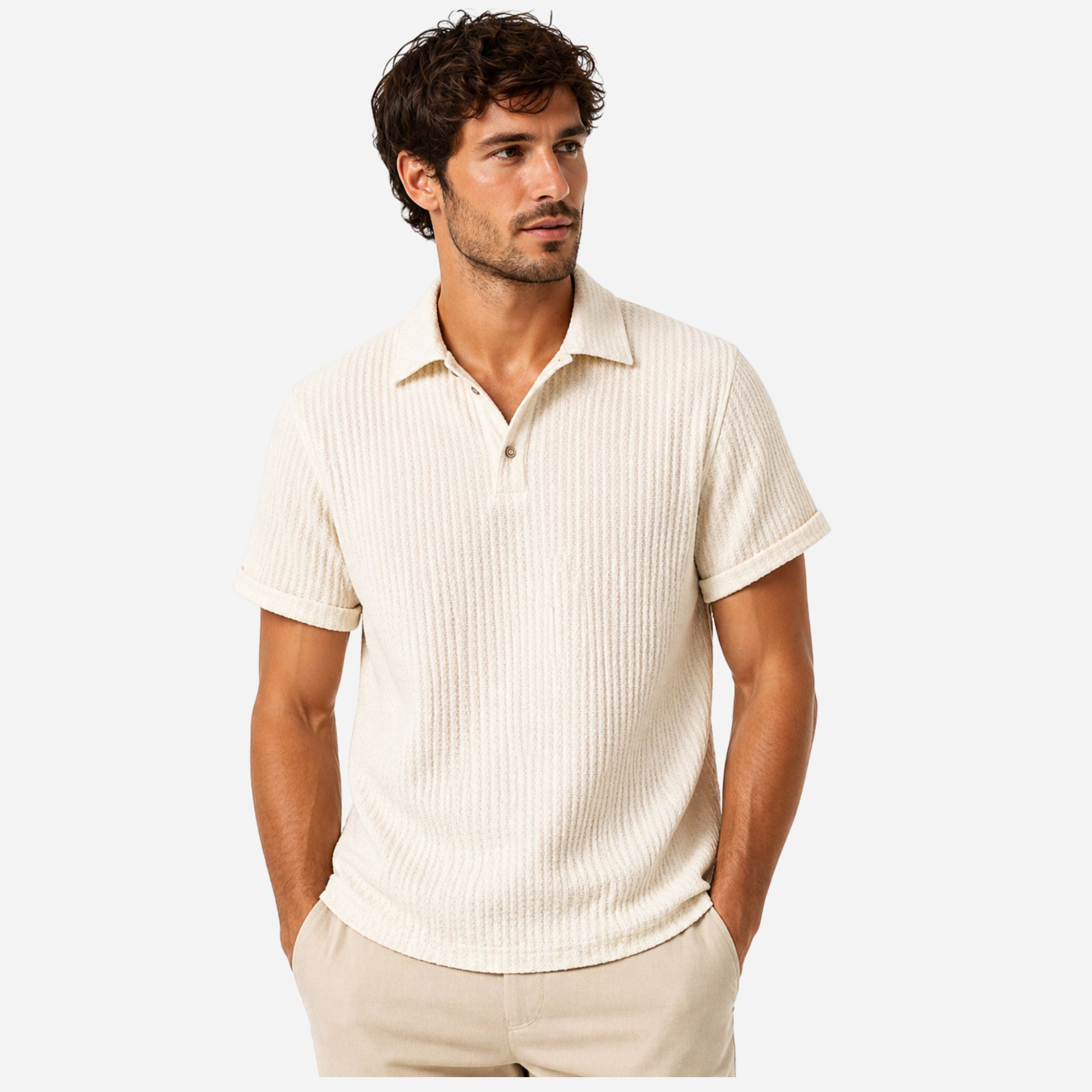 Men's Textured Polo Shirt - Classic Style for Everyday Wear