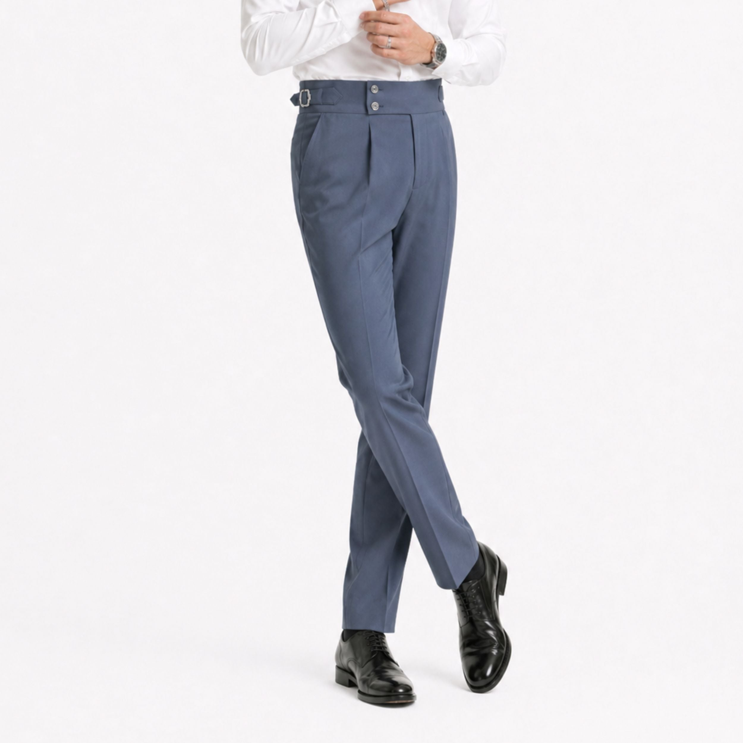 Men's Relaxed-Fit Double-Button Trousers - Classic Style for Casual Wear