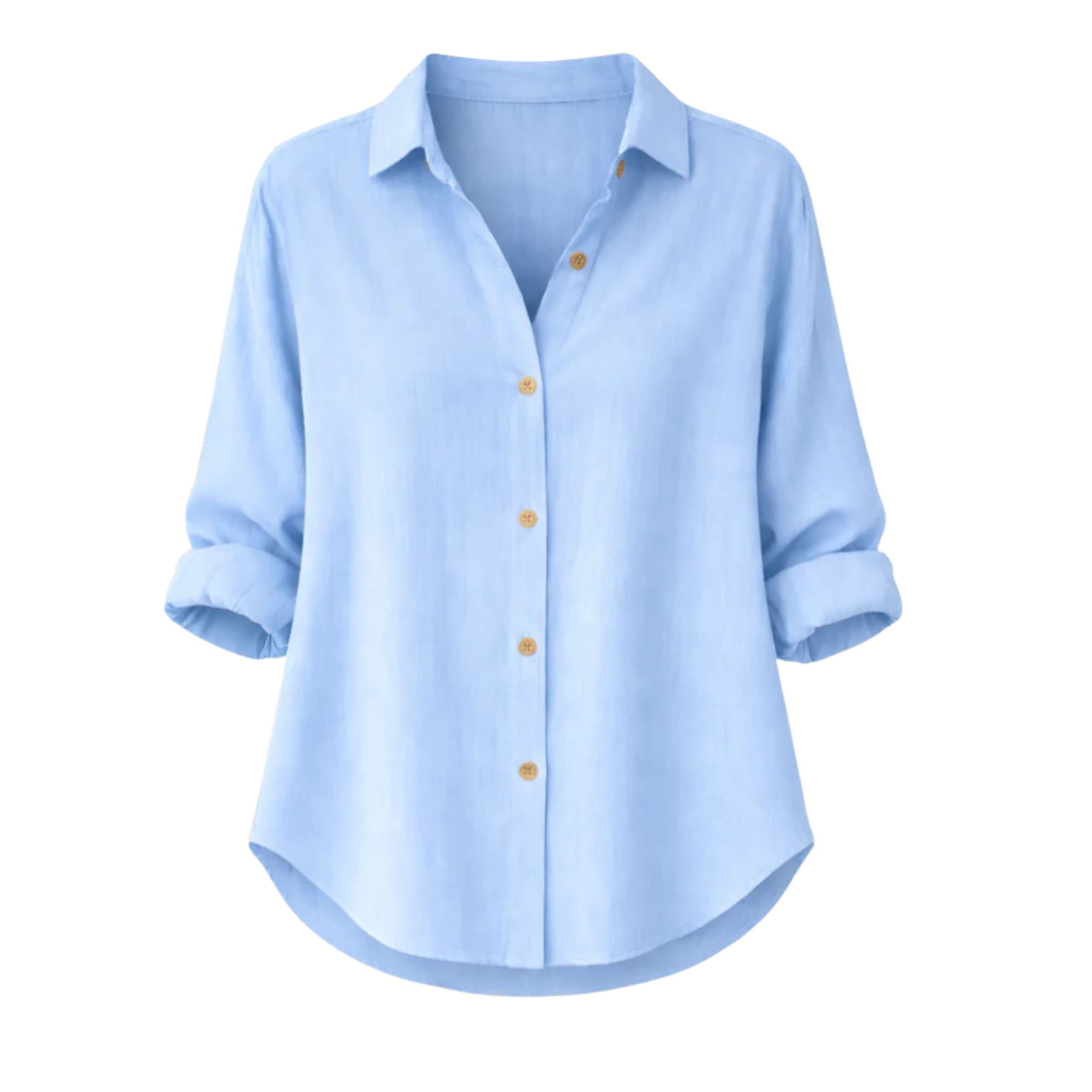 Lightweight Women's Summer Blouse - Rolled Sleeve Design for Casual Wear