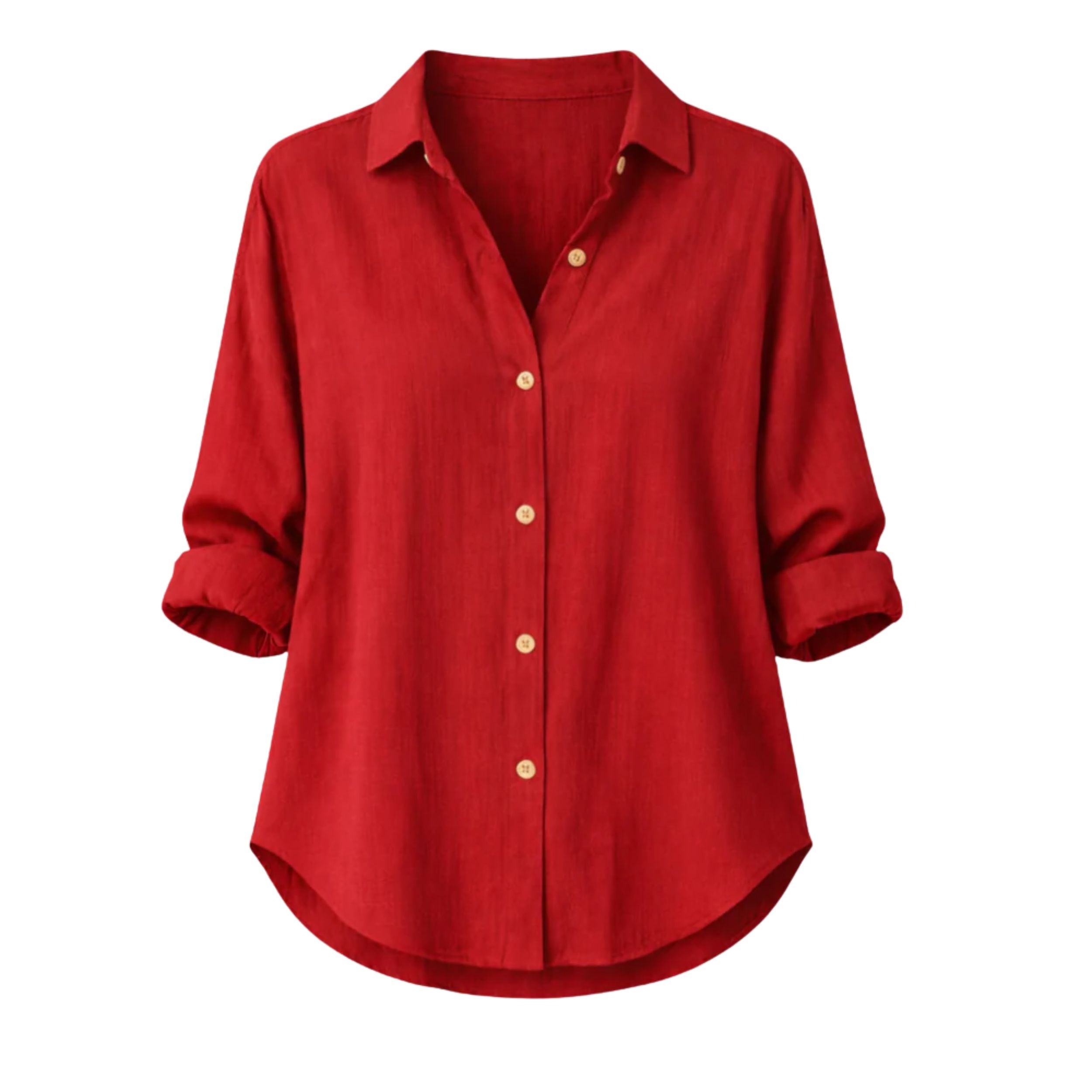 Lightweight Women's Summer Blouse - Rolled Sleeve Design for Casual Wear