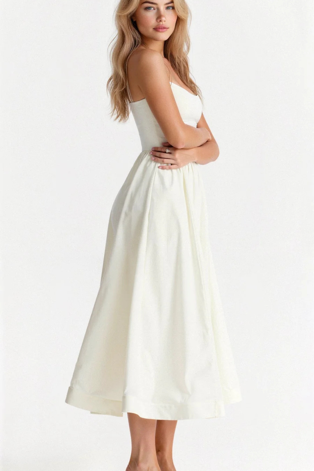 A-Line Midi Dress for Women | Ascot Style | Elegant Wedding Guest Attire | Lightweight Fabric