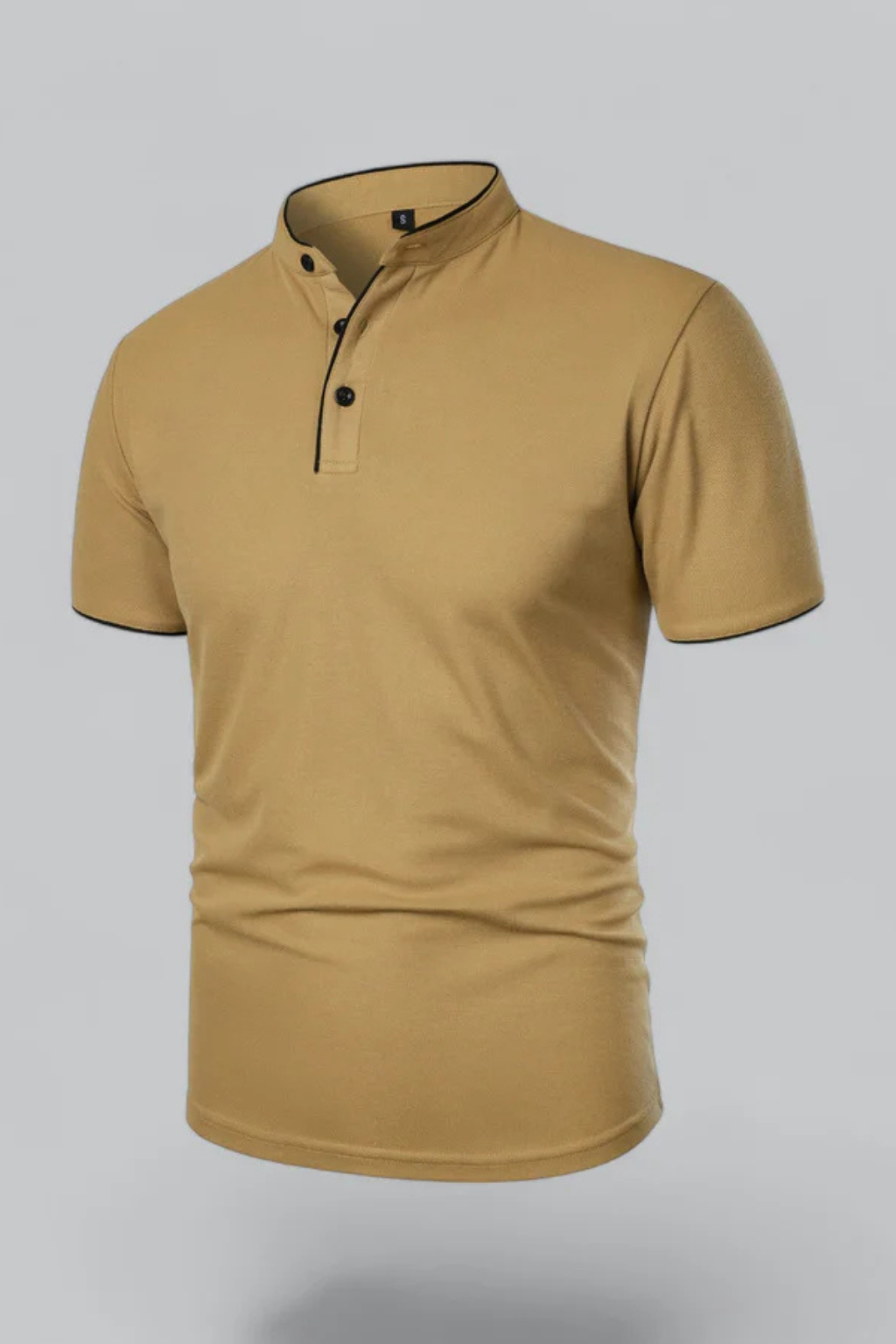 Collarless Short Sleeve Polo Shirt for Men - Lightweight Cotton Blend - Casual Wear - Available in Multiple Colors