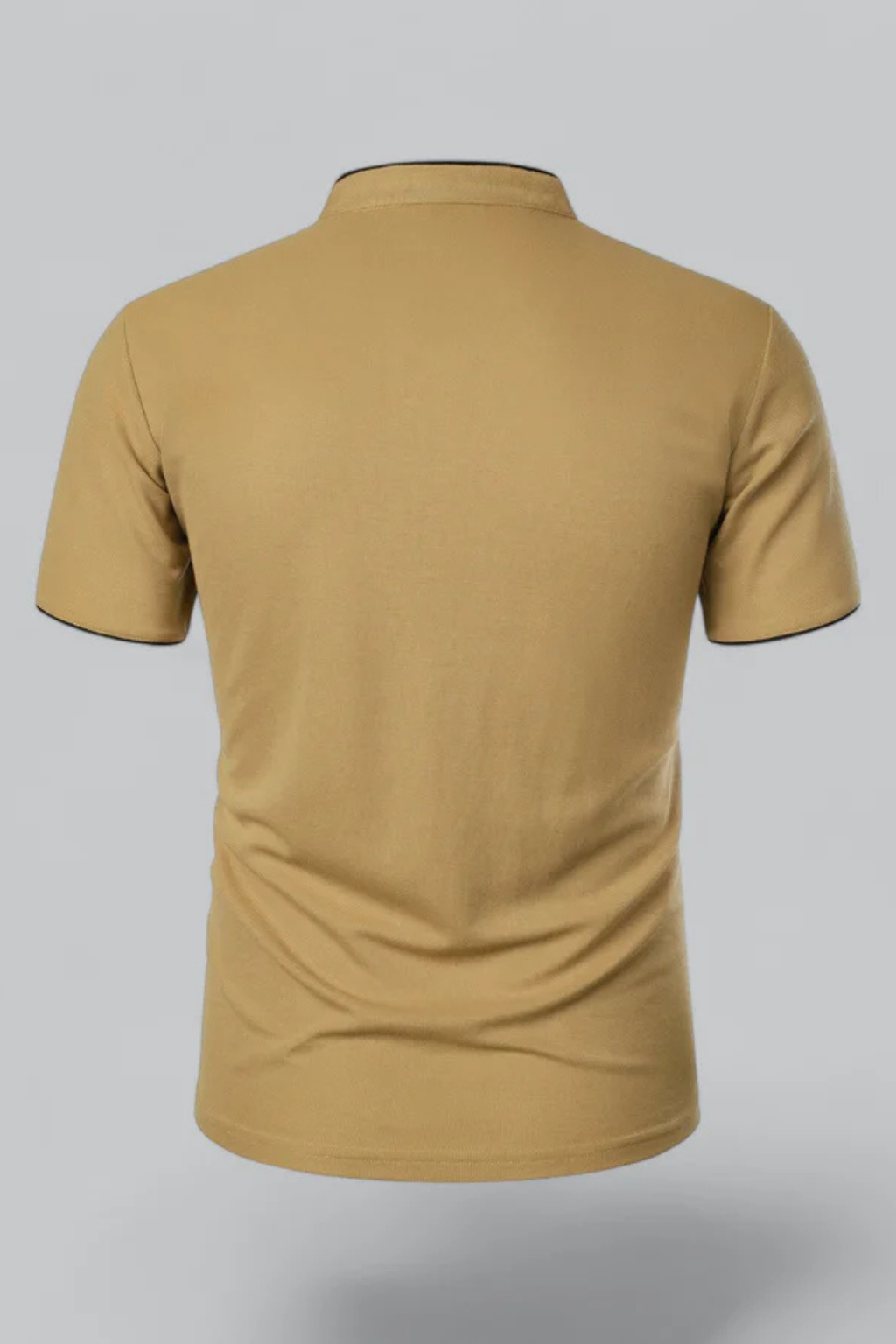 Collarless Short Sleeve Polo Shirt for Men - Lightweight Cotton Blend - Casual Wear - Available in Multiple Colors