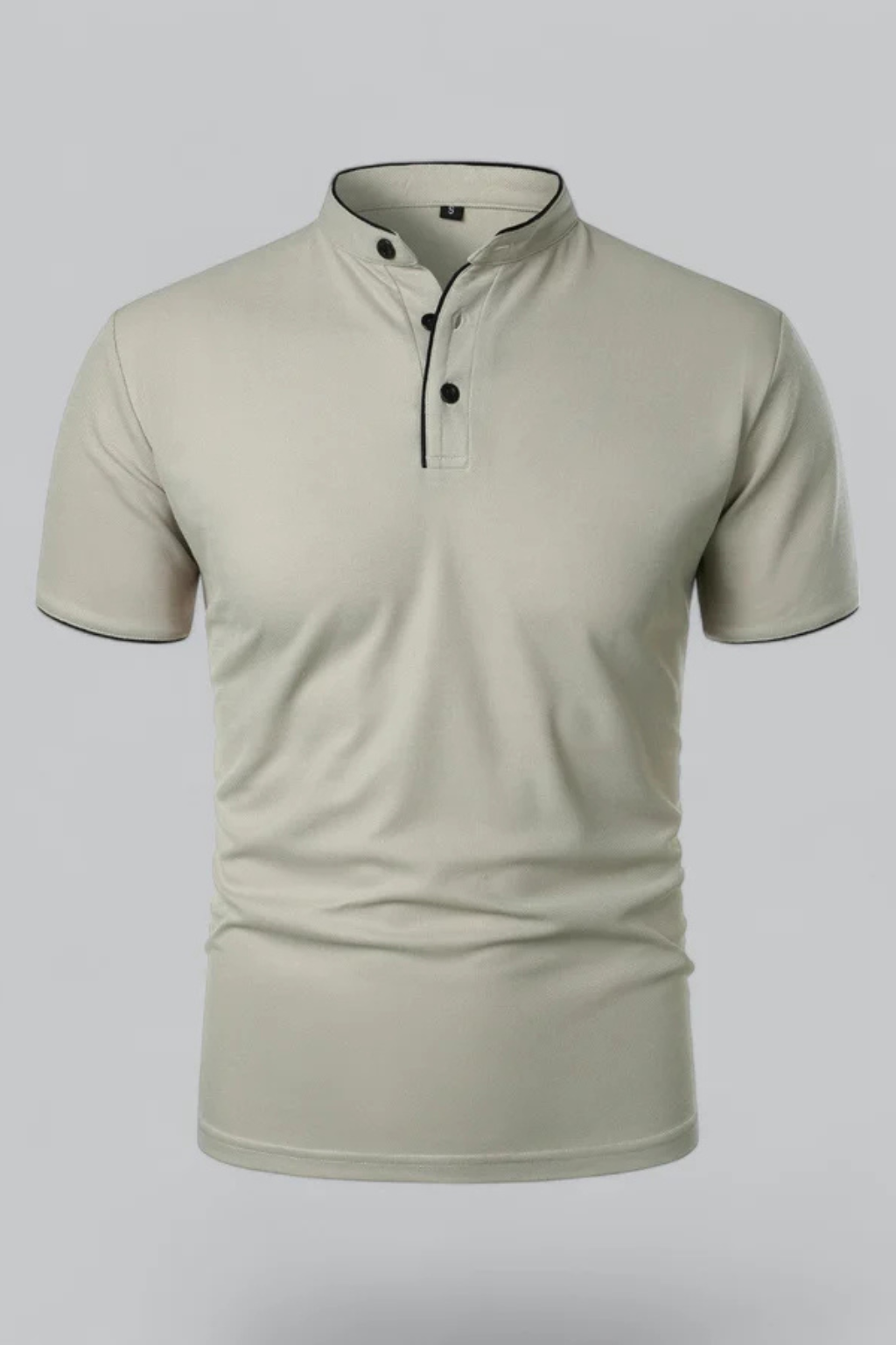 Collarless Short Sleeve Polo Shirt for Men - Lightweight Cotton Blend - Casual Wear - Available in Multiple Colors