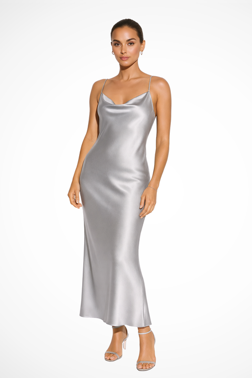 Draped Cowl Neck Maxi Dress | Elegant Formal Wear for Women | Perfect for Special Occasions