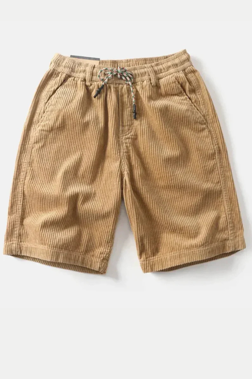 Elasticated Drawstring Waist Wide Wale Corduroy Casual Shorts for Men - Comfortable and Versatile Summer Wear