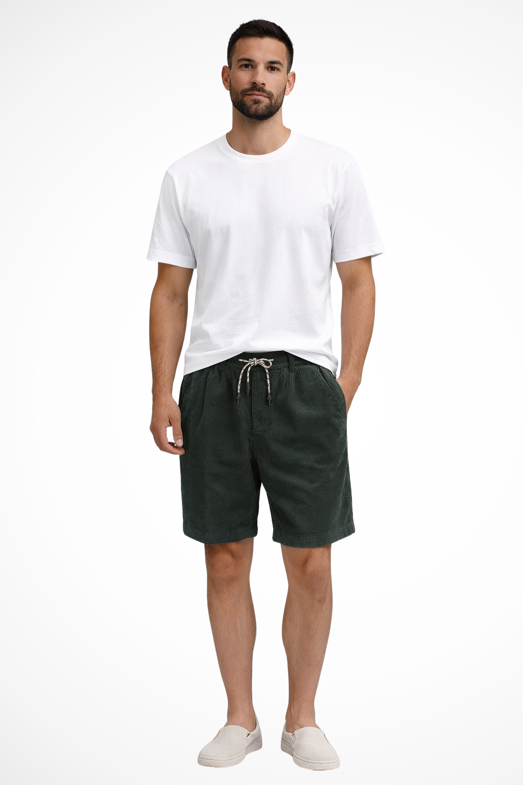 Elasticated Drawstring Waist Wide Wale Corduroy Casual Shorts for Men - Comfortable and Versatile Summer Wear