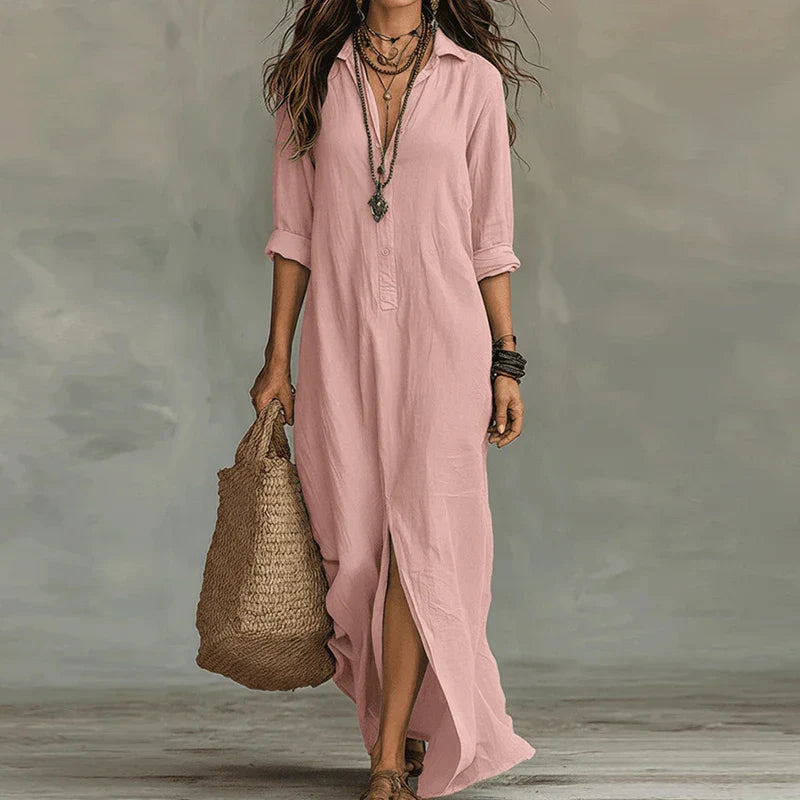 VendeBian – Elegant Maxi Dress with Soft Beach Vibes