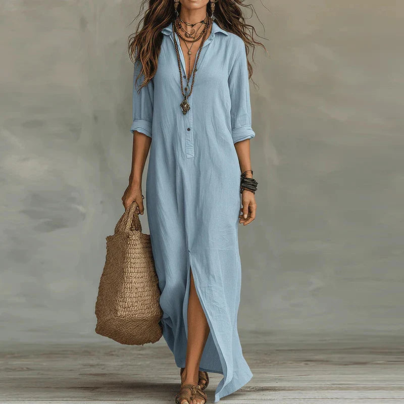 VendeBian – Elegant Maxi Dress with Soft Beach Vibes