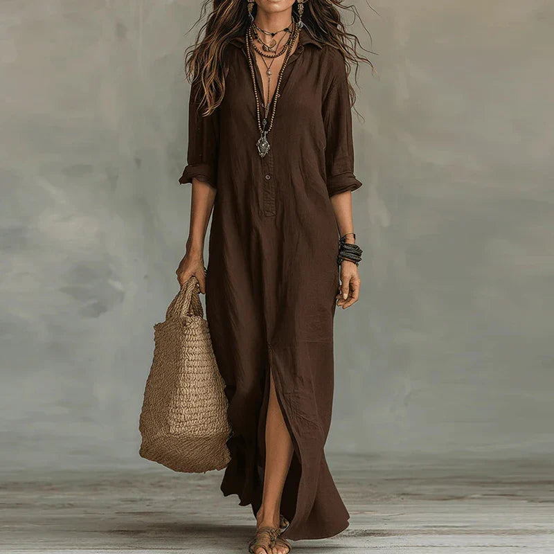 VendeBian – Elegant Maxi Dress with Soft Beach Vibes