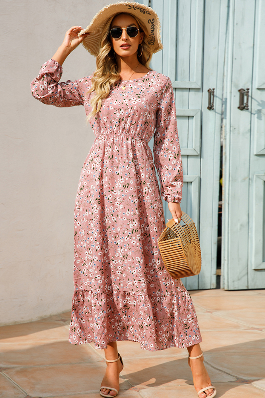 Floral Long Sleeve Maxi Dress for Women | Boho Summer Style | Lightweight Fabric | Perfect for Casual Outings