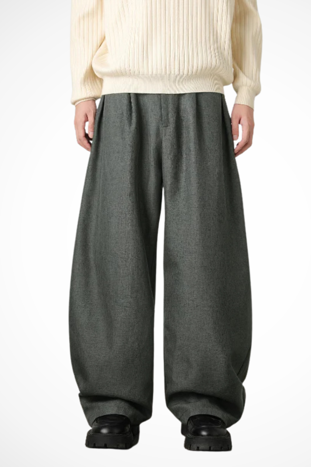 High Waist Pleated Wide Leg Trousers with Adjustable Belt for Men - Stylish and Comfortable Casual Wear