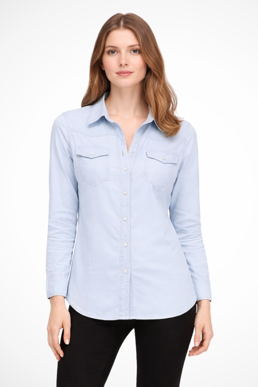 Long Sleeve Denim Shirt for Women | Button Down Design | Casual Wear | Versatile Everyday Top