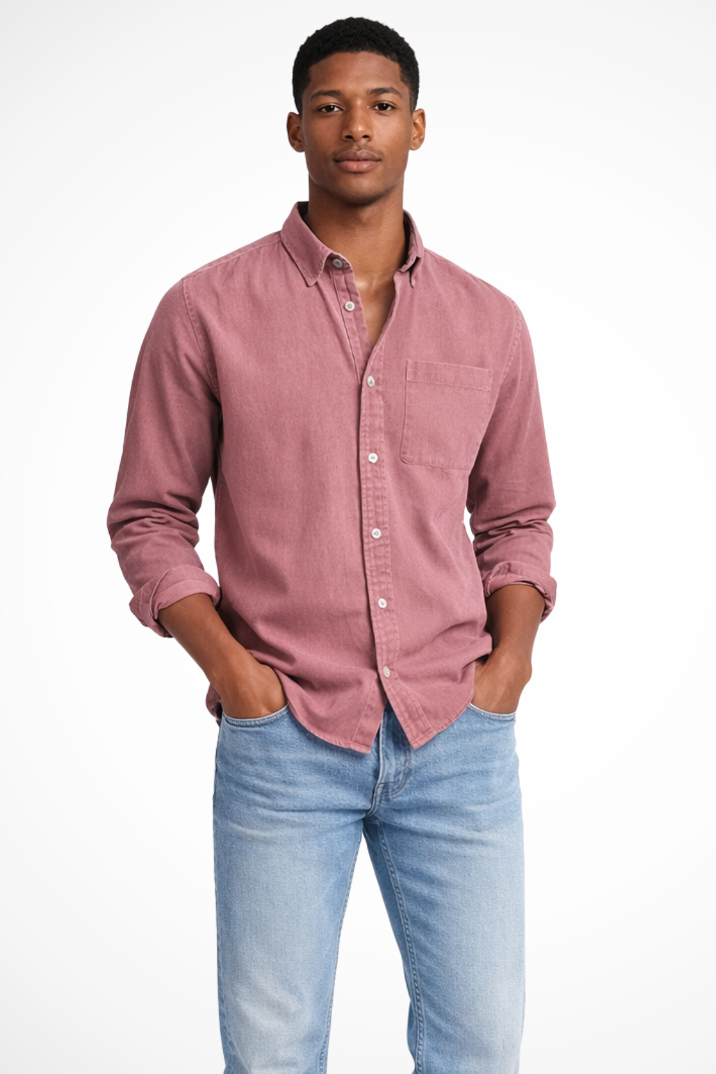 Men's Casual Denim Button Down Shirt | Lightweight Cotton Blend | Versatile Everyday Wear