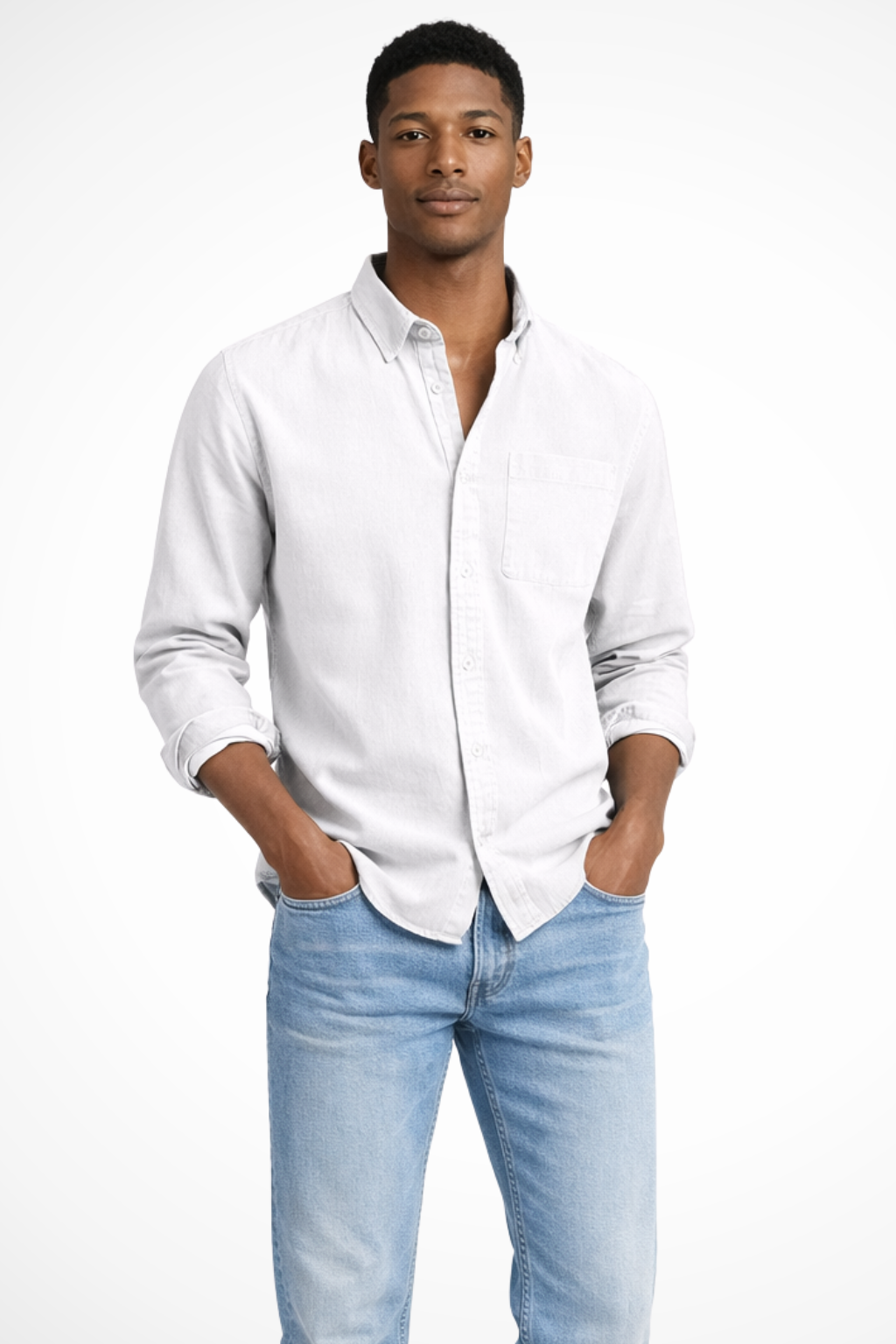 Men's Casual Denim Button Down Shirt | Lightweight Cotton Blend | Versatile Everyday Wear
