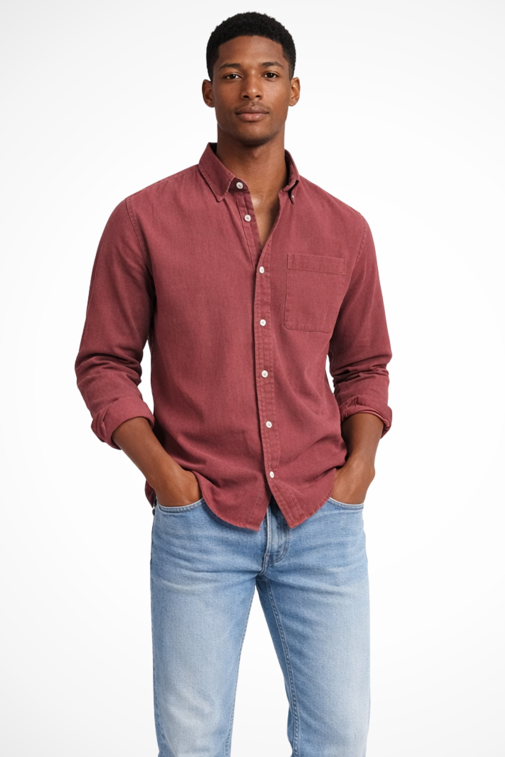 Men's Casual Denim Button Down Shirt | Lightweight Cotton Blend | Versatile Everyday Wear