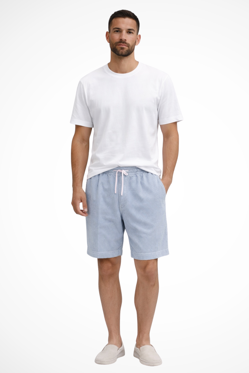 Men's Corduroy Shorts with Elasticated Drawstring Waist | Relaxed Fit Casual Summer Wear