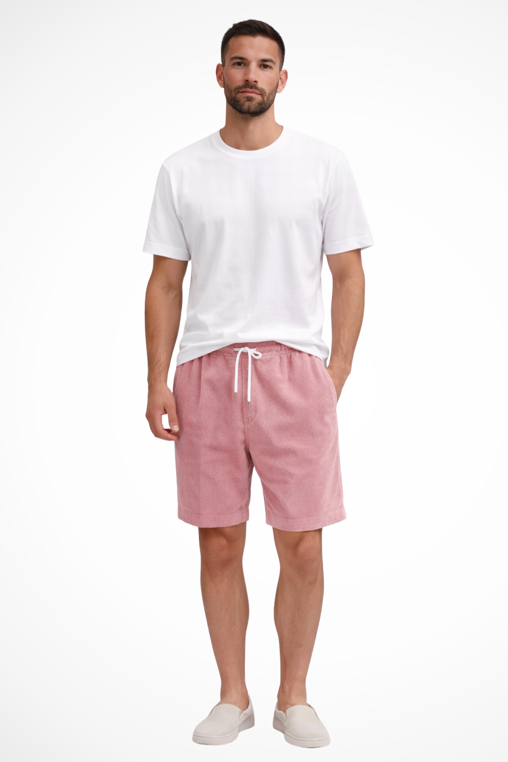Men's Corduroy Shorts with Elasticated Drawstring Waist | Relaxed Fit Casual Summer Wear