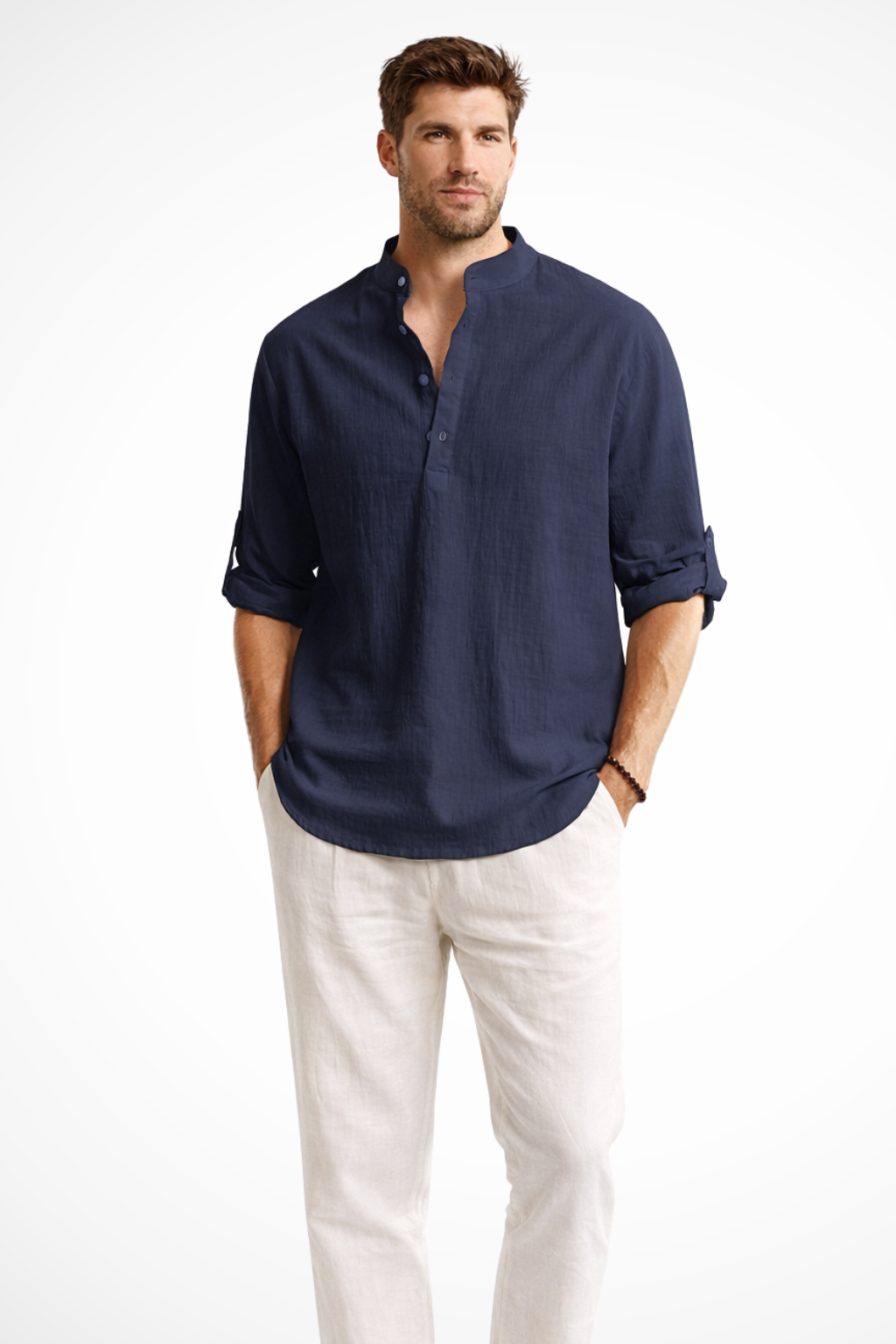 Men's Linen Collar Shirt | Summer Casual Style | Lightweight Breathable Fabric | Perfect for Warm Weather Wear