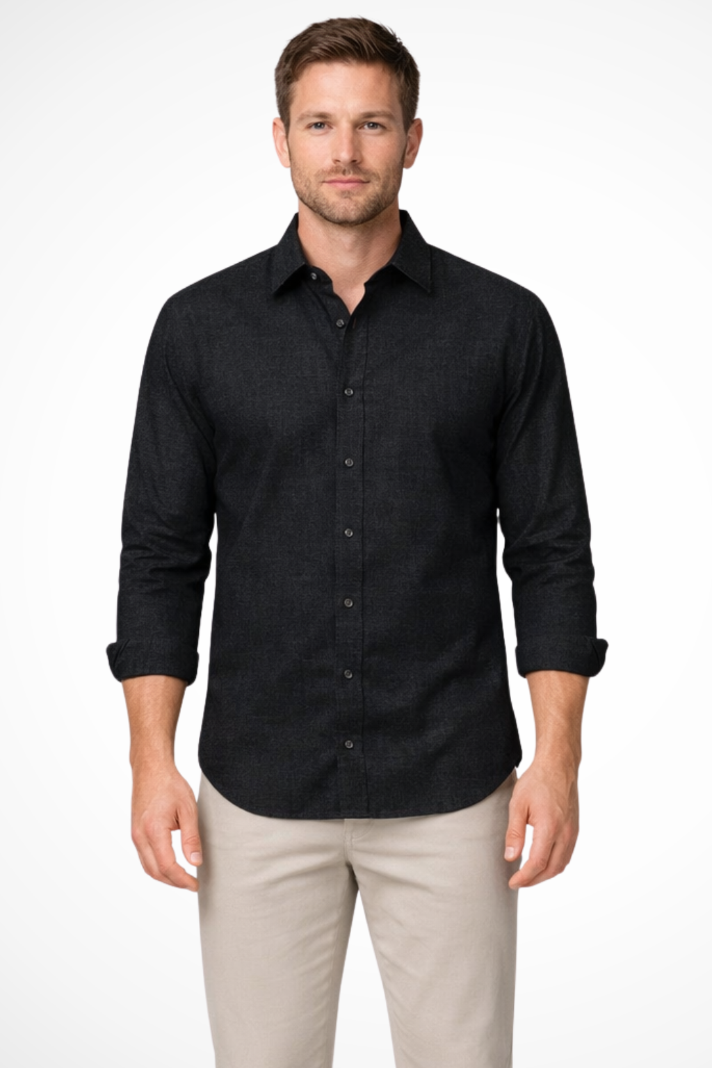 Men's Linen Long Sleeve Button-Up Shirt | Lightweight, Breathable Fabric | Casual or Dressy Wear