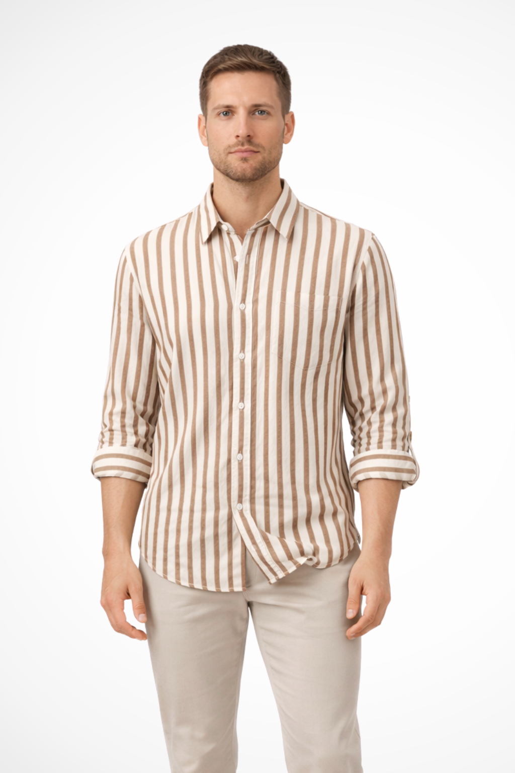 Men's Loose Fit Striped Long Sleeve Shirt | Casual Cotton Blouse for Everyday Wear