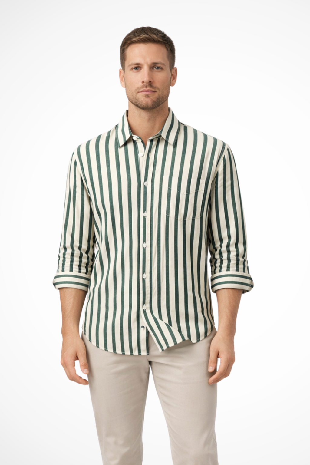 Men's Loose Fit Striped Long Sleeve Shirt | Casual Cotton Blouse for Everyday Wear