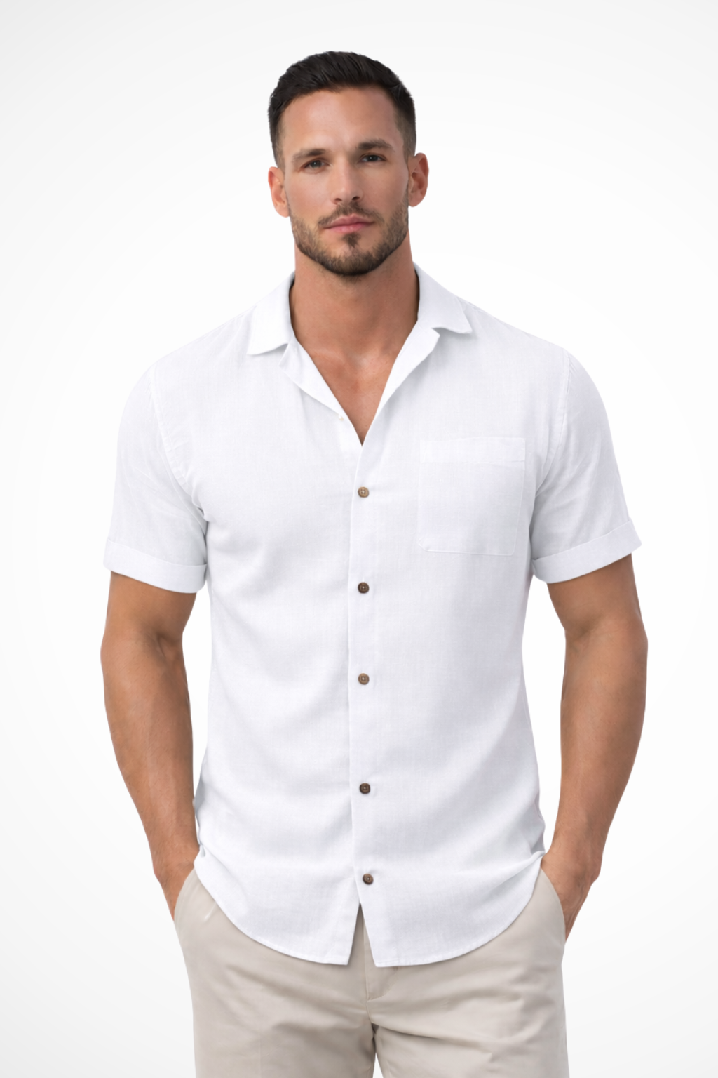 Men's Short Sleeve Button-Up Summer Shirt | Lightweight Cotton | Casual Wear | Perfect for Warm Weather