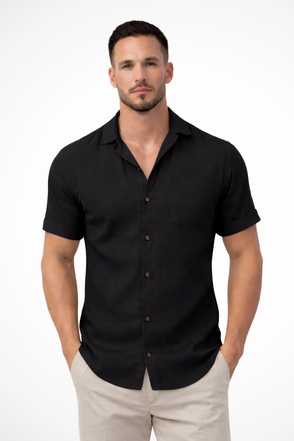 Men's Short Sleeve Button-Up Summer Shirt | Lightweight Cotton | Casual Wear | Perfect for Warm Weather