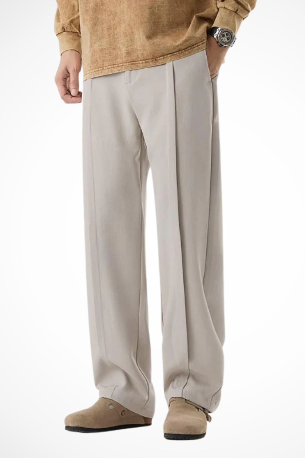 Men's Tailored Wide Leg Trousers | Front Pleat Design | Straight Hem | Formal or Casual Wear