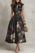 Vintage Floral Midi Dress - Elegant Design for Special Occasions