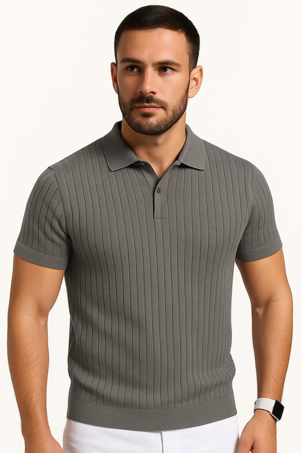 Ribbed Muscle Fit Polo Shirt for Men | Comfortable Cotton Blend | Casual Wear | Available in Multiple Colors