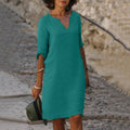 V-Neck Elegant Summer Dress in Lightweight Fabric for Casual Wear