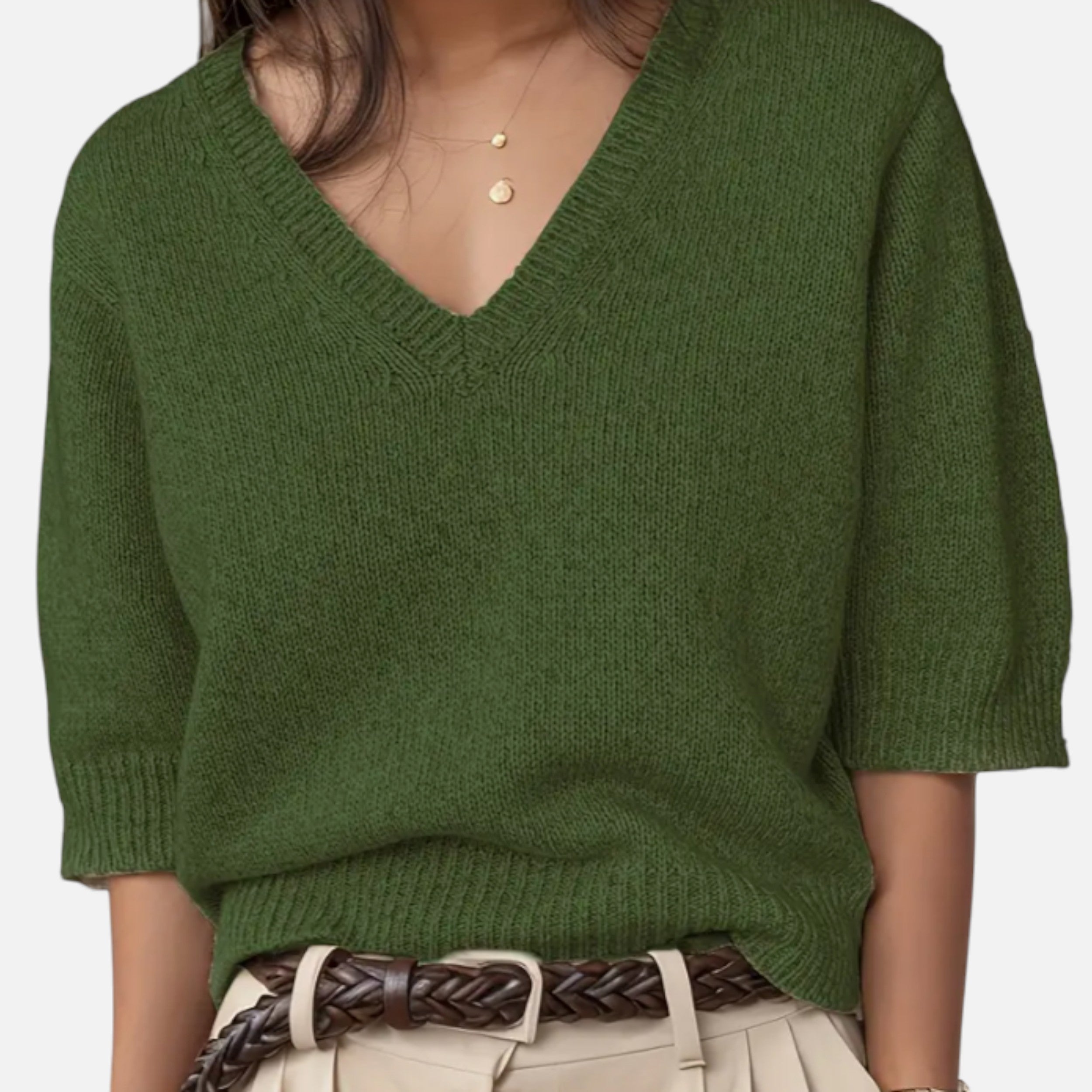 Women's V-Neck Knit Top | Elegant Summer Style | Lightweight Fabric