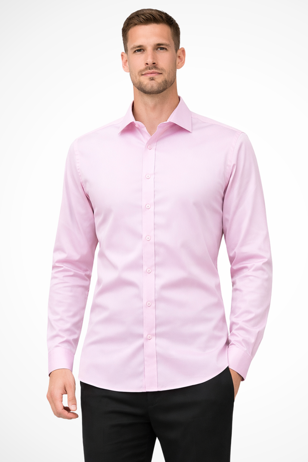 Slim Fit Long Sleeve Business Casual Shirt for Men - Classic Design, Comfortable Cotton Blend, Versatile Workwear