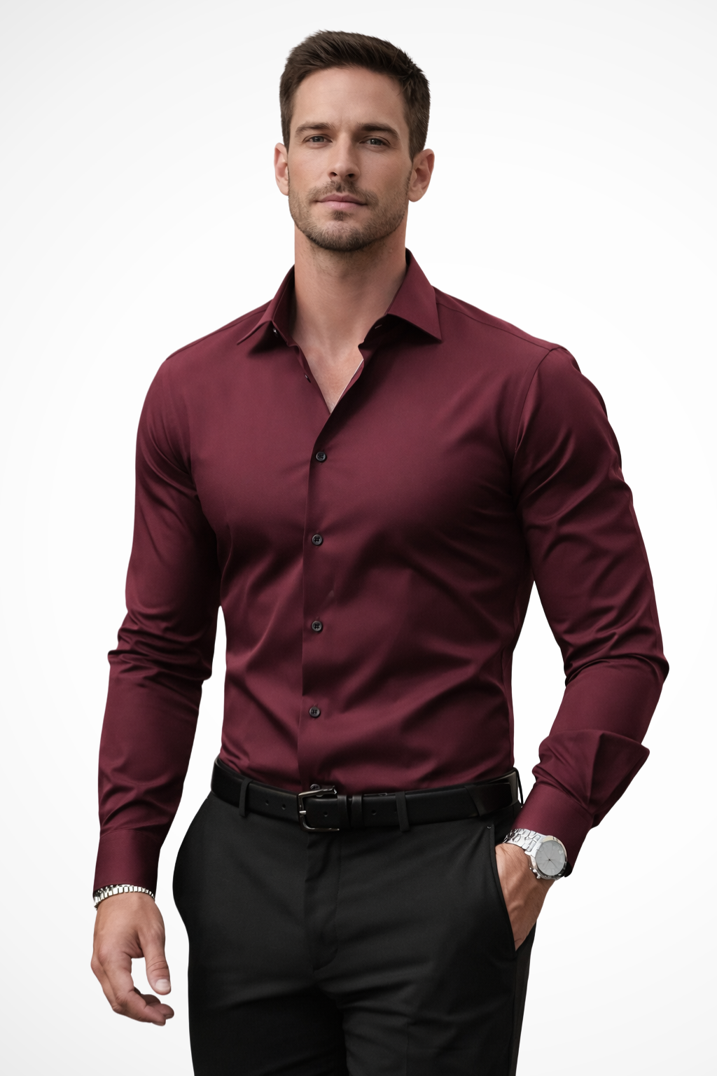 Slim Fit Long Sleeve Button Down Shirt for Men | Cotton Blend | Casual or Business Wear