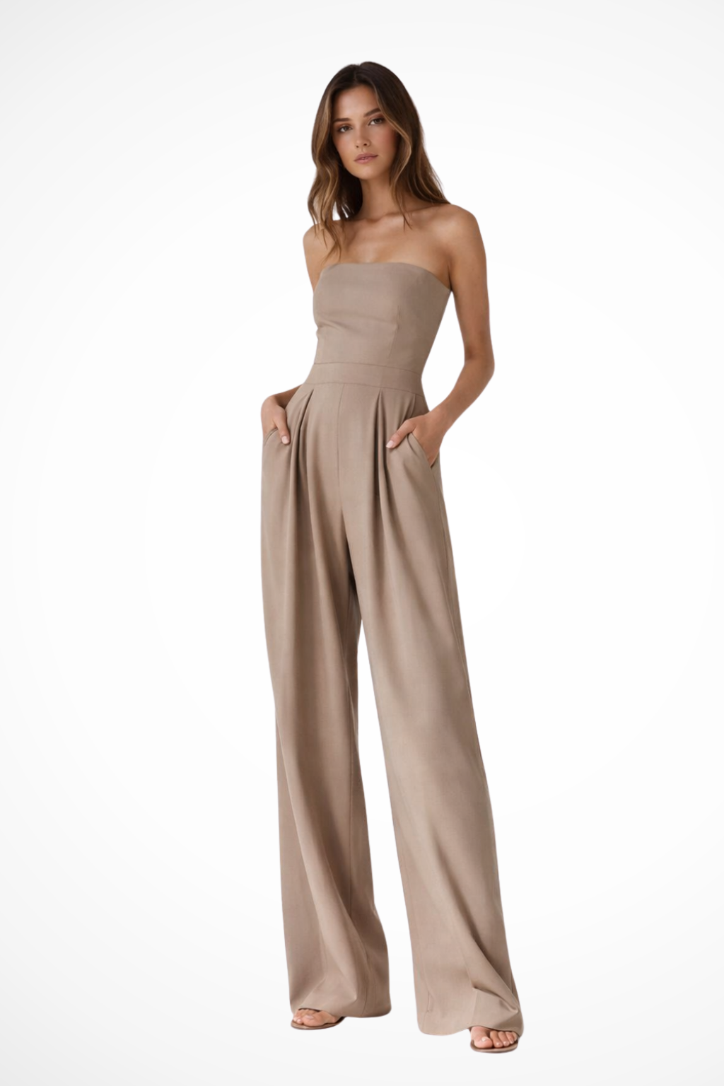 Strapless Wide Leg Jumpsuit for Women | Spring Fashion | Lightweight Fabric | Casual or Dressy Wear