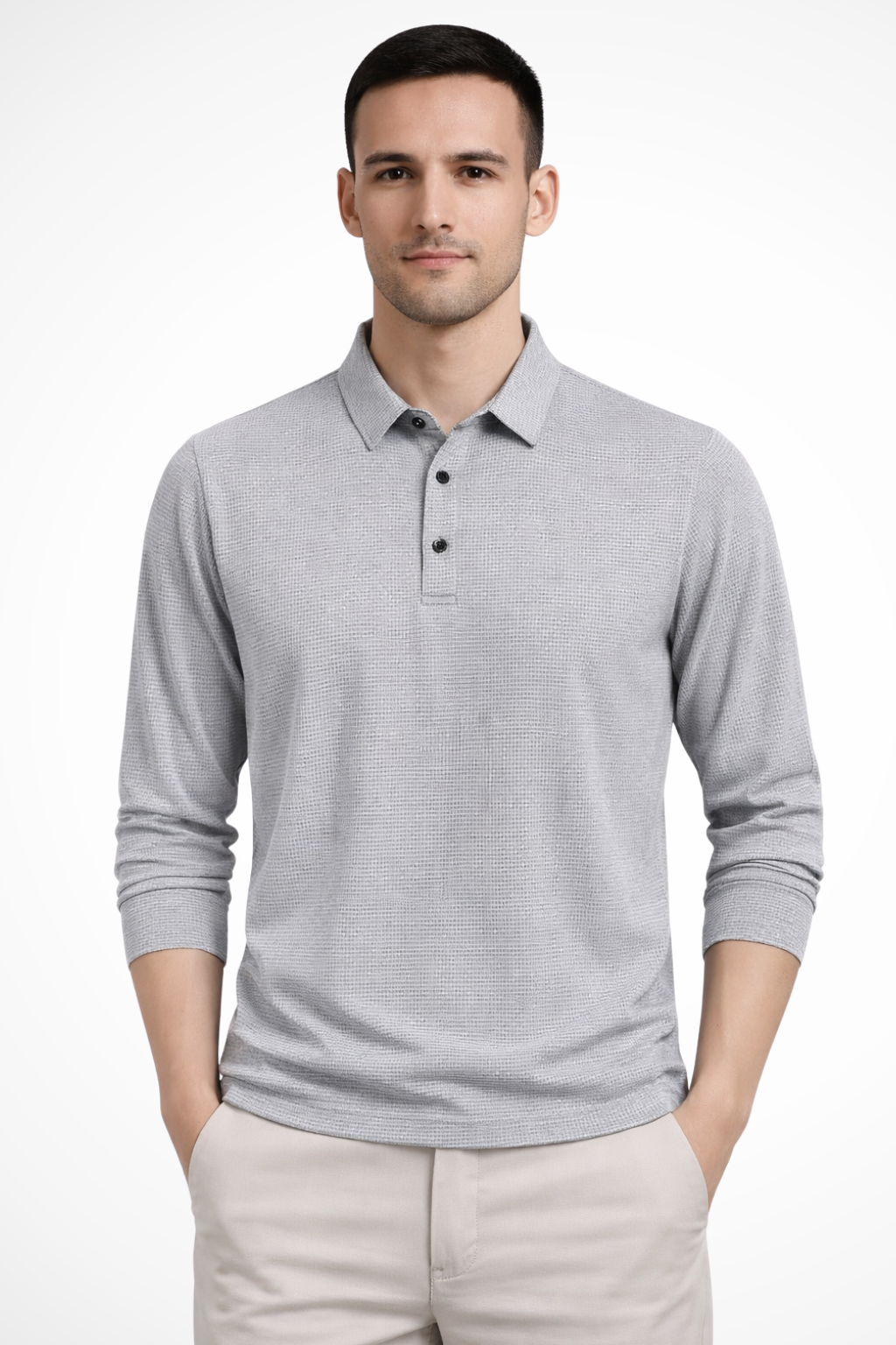Textured Short Sleeve Polo Shirt for Men - Casual Wear, Comfortable Fit, Versatile Style, Ideal for Everyday Use