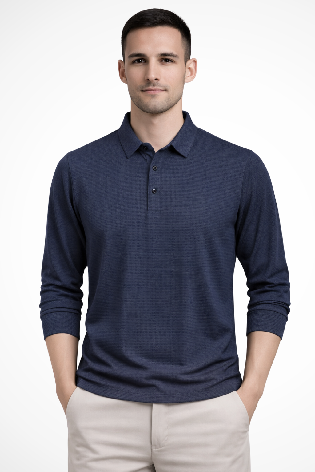 Textured Short Sleeve Polo Shirt for Men - Casual Wear, Comfortable Fit, Versatile Style, Ideal for Everyday Use