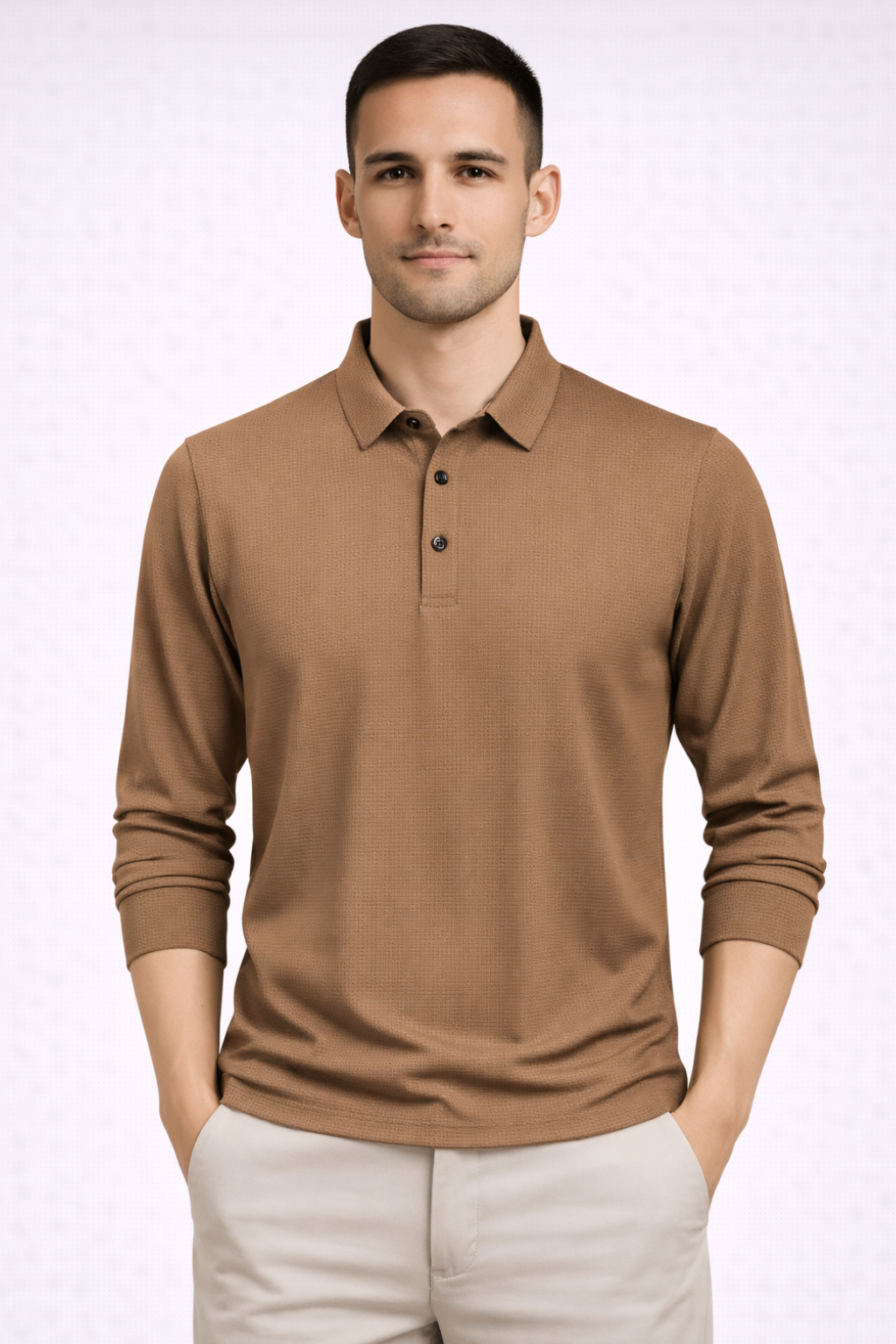 Textured Short Sleeve Polo Shirt for Men - Casual Wear, Comfortable Fit, Versatile Style, Ideal for Everyday Use