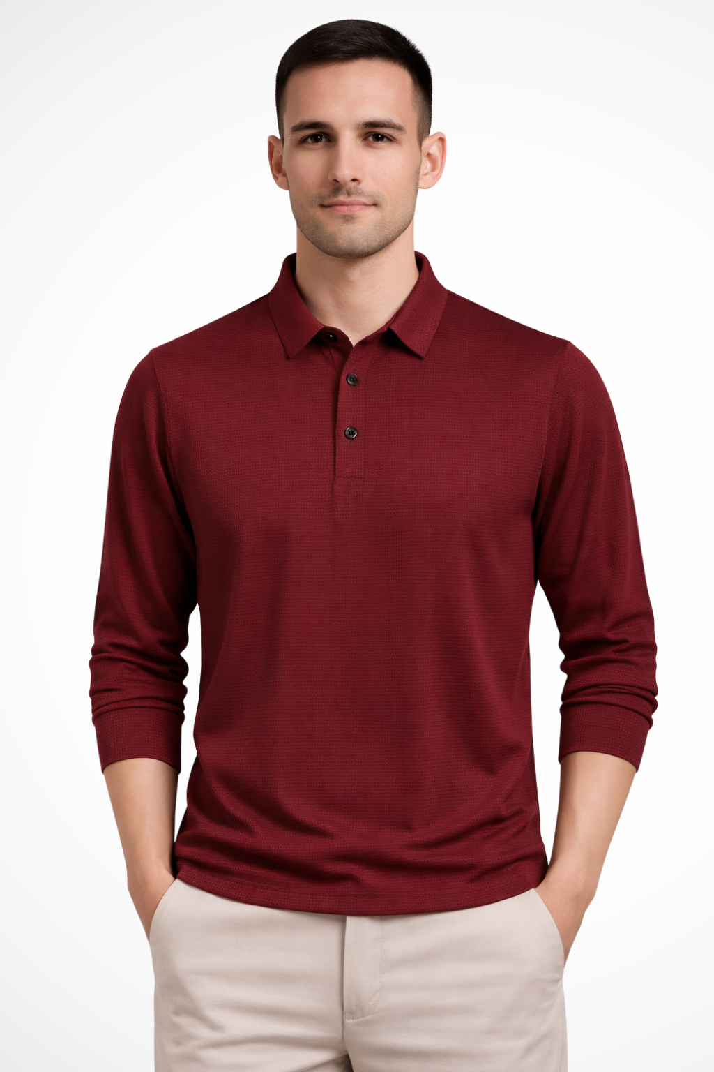 Textured Short Sleeve Polo Shirt for Men - Casual Wear, Comfortable Fit, Versatile Style, Ideal for Everyday Use